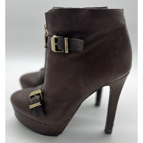 BCBGeneration Wish Ankle Boots Platform Heels Almond Toe‎ Buckles Zip Size 6.5 M - Picture 1 of 8